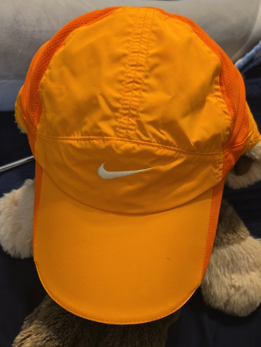 Nike Dry Fit Bright Orange Athletic Cap with White Swoosh